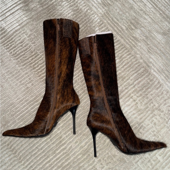 New Jeffrey Campbell Fur-Patterened Heeled Boots - Picture 3 of 6